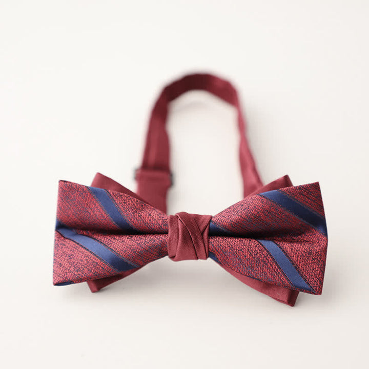 Nœud papillon double épaisseur à rayures et motifs floraux pour homme