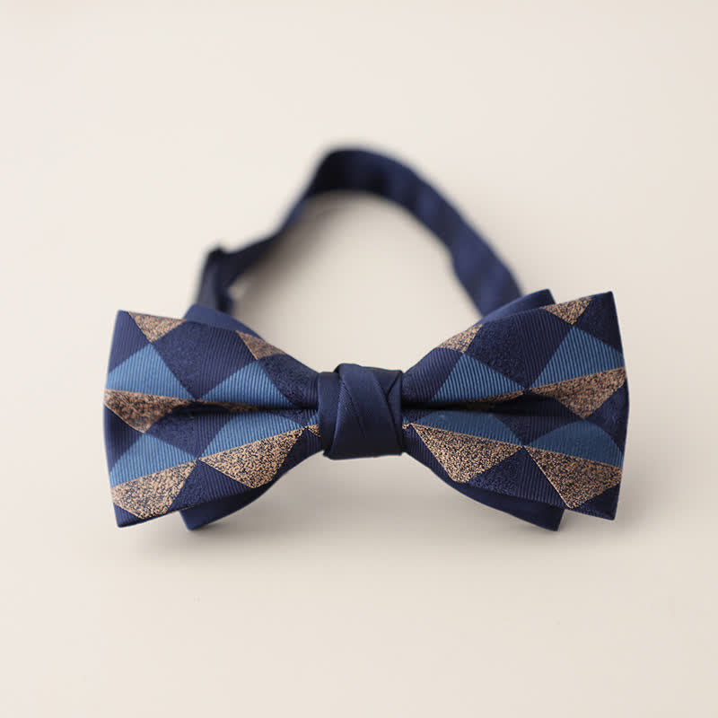 Nœud papillon double épaisseur à rayures et motifs floraux pour homme