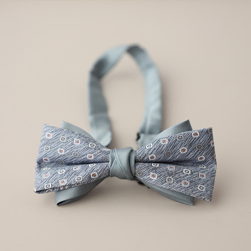 Nœud papillon double épaisseur à rayures et motifs floraux pour homme