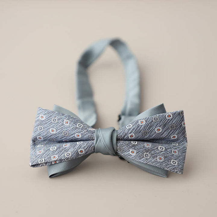 Nœud papillon double épaisseur à rayures et motifs floraux pour homme