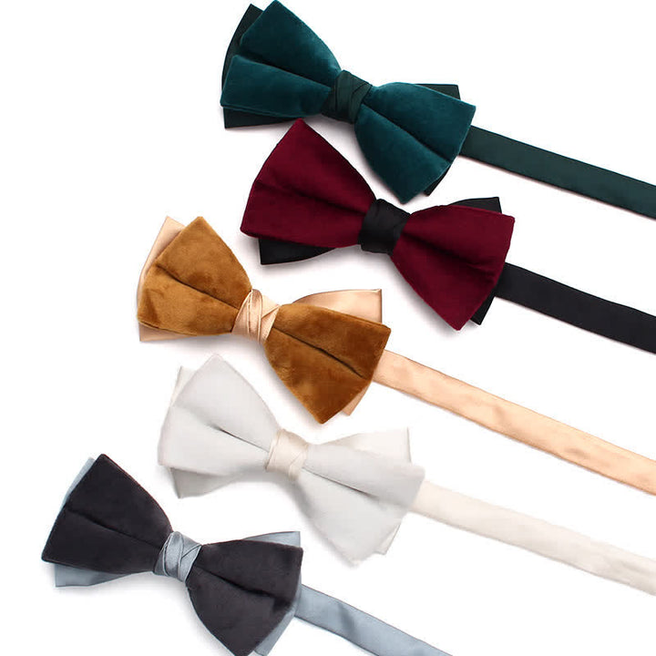 Nœud papillon en velours double épaisseur pour homme avec patchwork de couleurs
