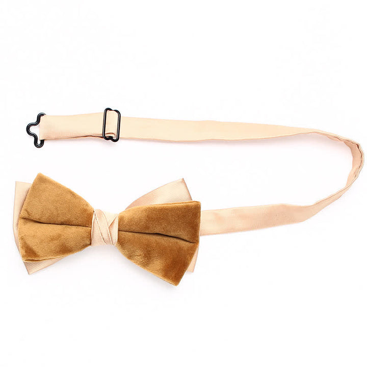 Nœud papillon en velours double épaisseur pour homme avec patchwork de couleurs