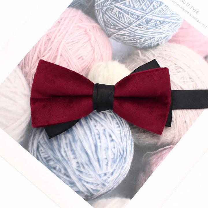 Nœud papillon en velours double épaisseur pour homme avec patchwork de couleurs