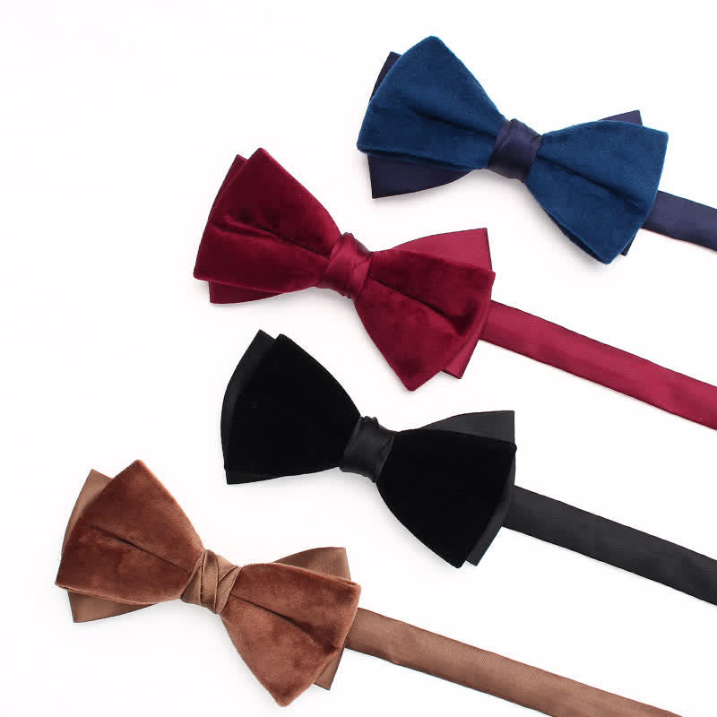 Nœud papillon en velours double épaisseur pour homme avec patchwork de couleurs