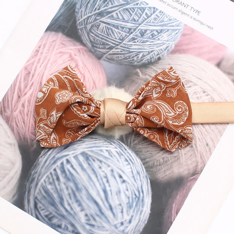 Nœud papillon à motif floral cachemire orange pour homme