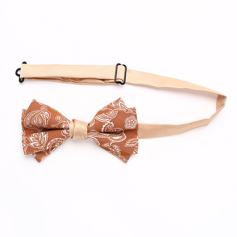 Nœud papillon à motif floral cachemire orange pour homme