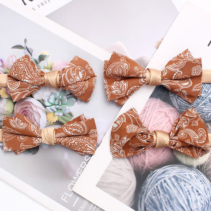 Nœud papillon à motif floral cachemire orange pour homme