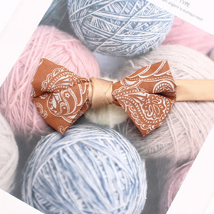 Nœud papillon à motif floral cachemire orange pour homme