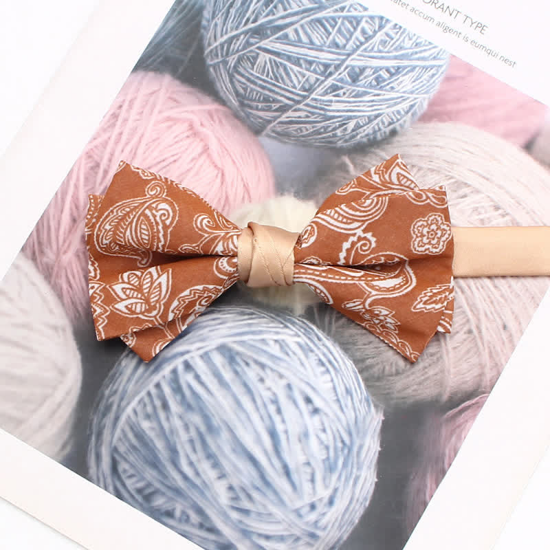 Nœud papillon à motif floral cachemire orange pour homme