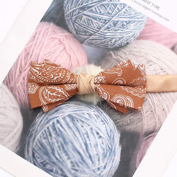 Nœud papillon à motif floral cachemire orange pour homme