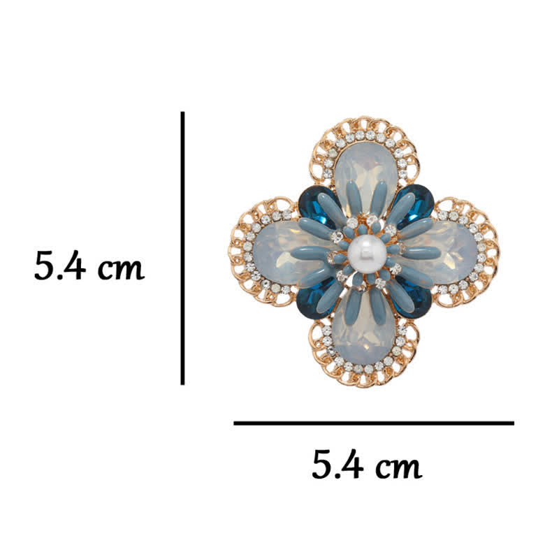 Broche vintage en forme de fleur d'opale bleue pour femme