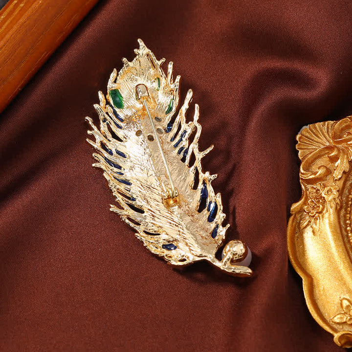 Broche en cristal et plumes de phénix en émail pour femme