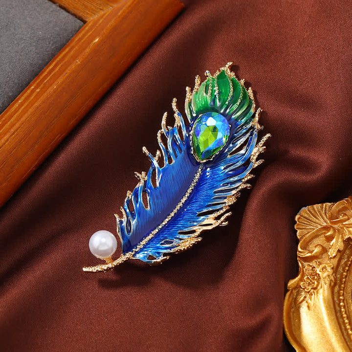 Broche en cristal et plumes de phénix en émail pour femme