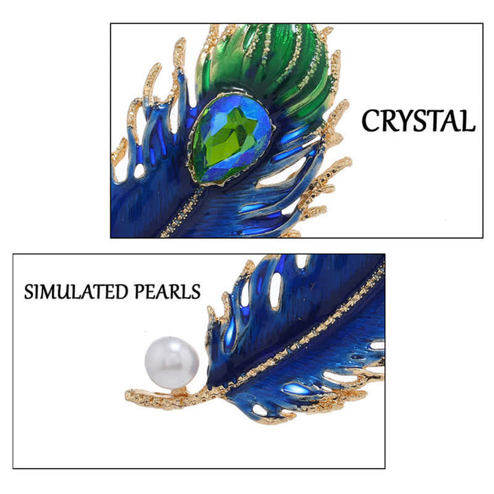 Broche en cristal et plumes de phénix en émail pour femme