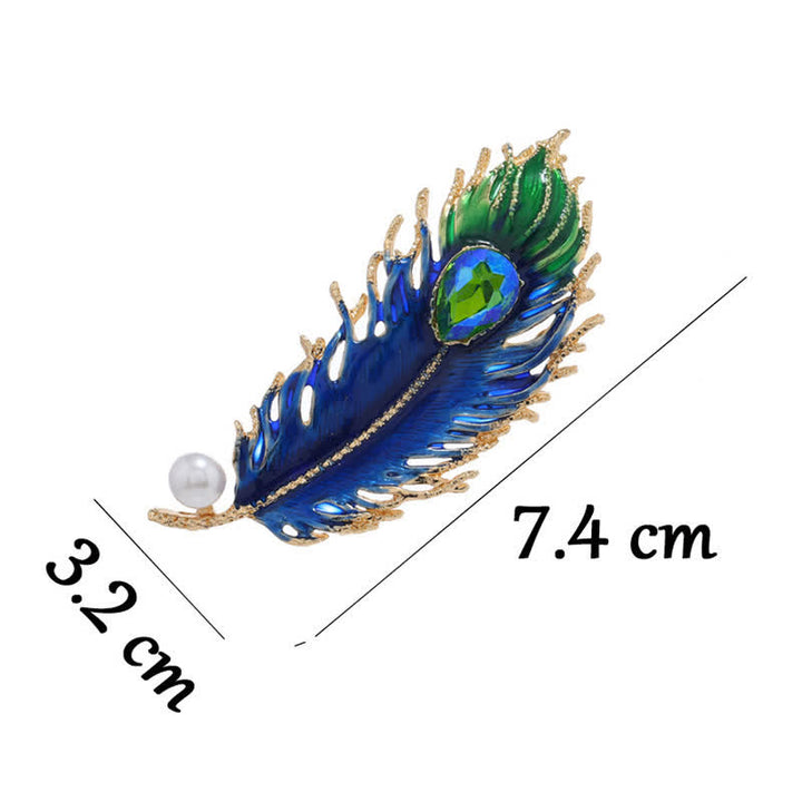 Broche en cristal et plumes de phénix en émail pour femme