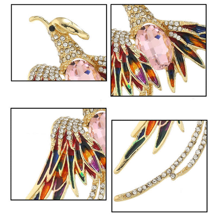 Broche en cristal et émail pour femme représentant un phénix volant