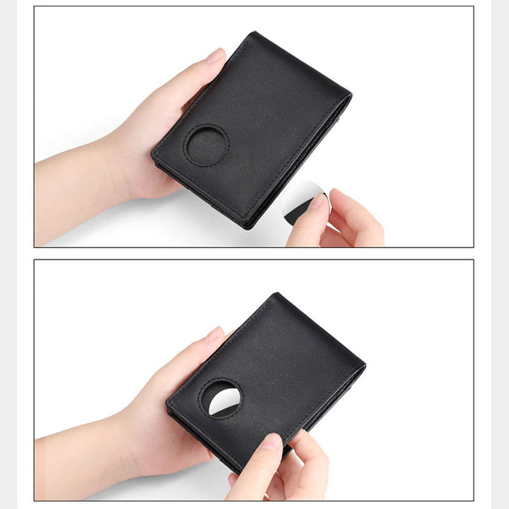 Portefeuille antivol en cuir avec blocage RFID et poche avant et support Airtag