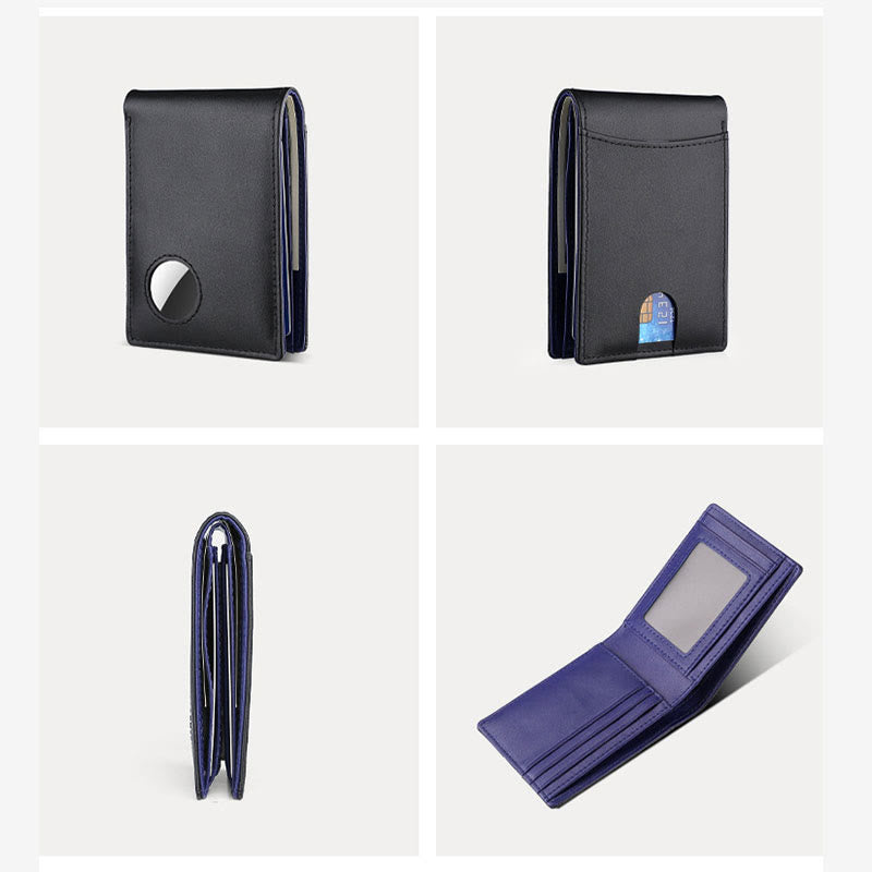 Portefeuille antivol en cuir avec blocage RFID et poche avant et support Airtag