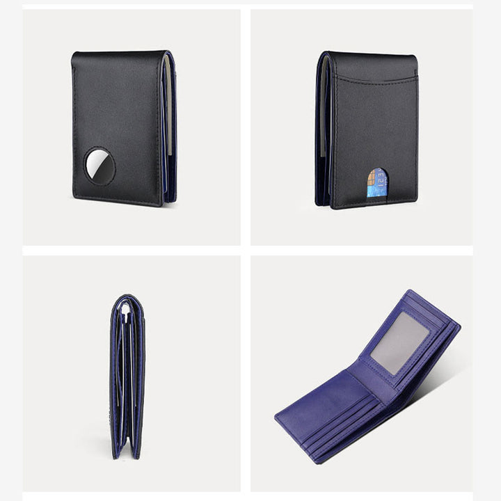 Portefeuille antivol en cuir avec blocage RFID et poche avant et support Airtag