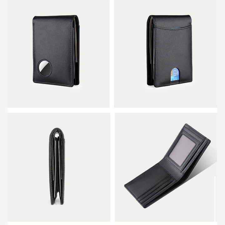 Portefeuille antivol en cuir avec blocage RFID et poche avant et support Airtag