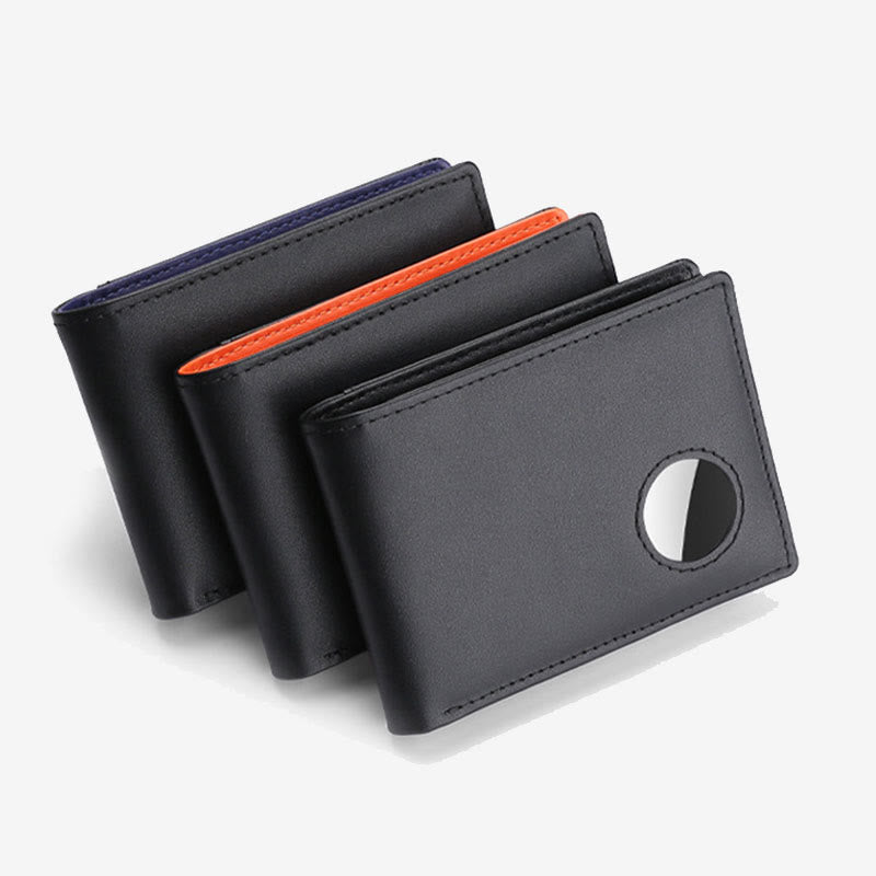 Portefeuille antivol en cuir avec blocage RFID et poche avant et support Airtag