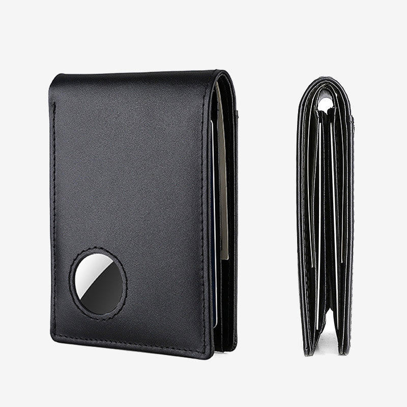 Portefeuille antivol en cuir avec blocage RFID et poche avant et support Airtag