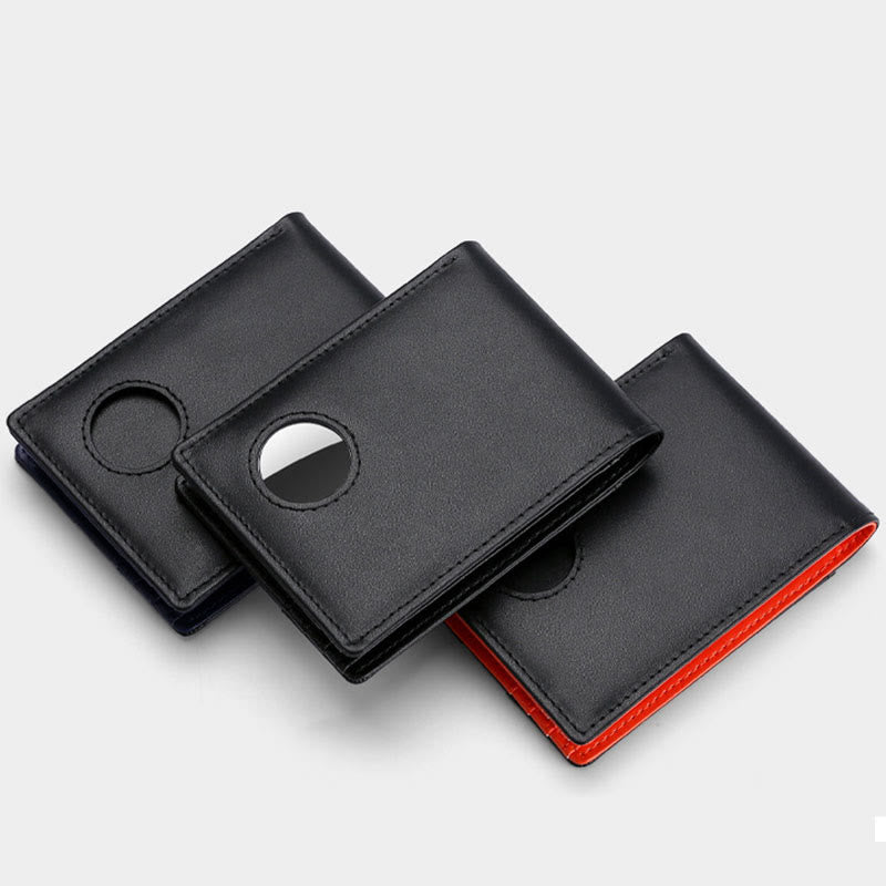 Portefeuille antivol en cuir avec blocage RFID et poche avant et support Airtag