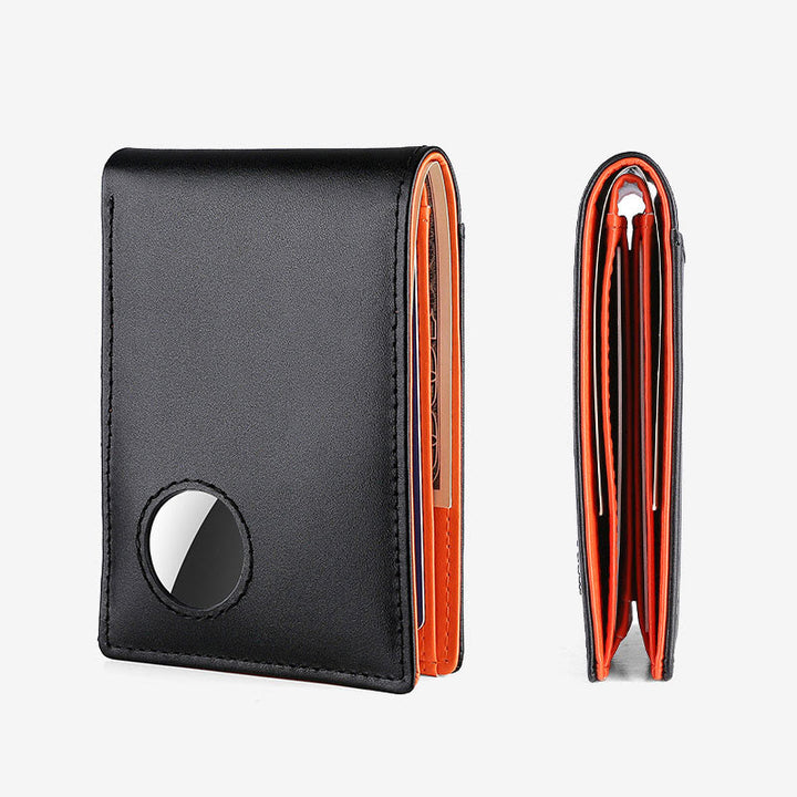 Portefeuille antivol en cuir avec blocage RFID et poche avant et support Airtag