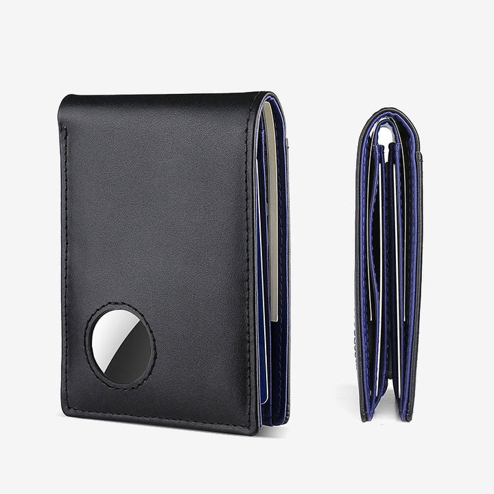 Portefeuille antivol en cuir avec blocage RFID et poche avant et support Airtag