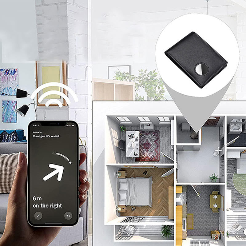 Portefeuille antivol en cuir avec blocage RFID et poche avant et support Airtag