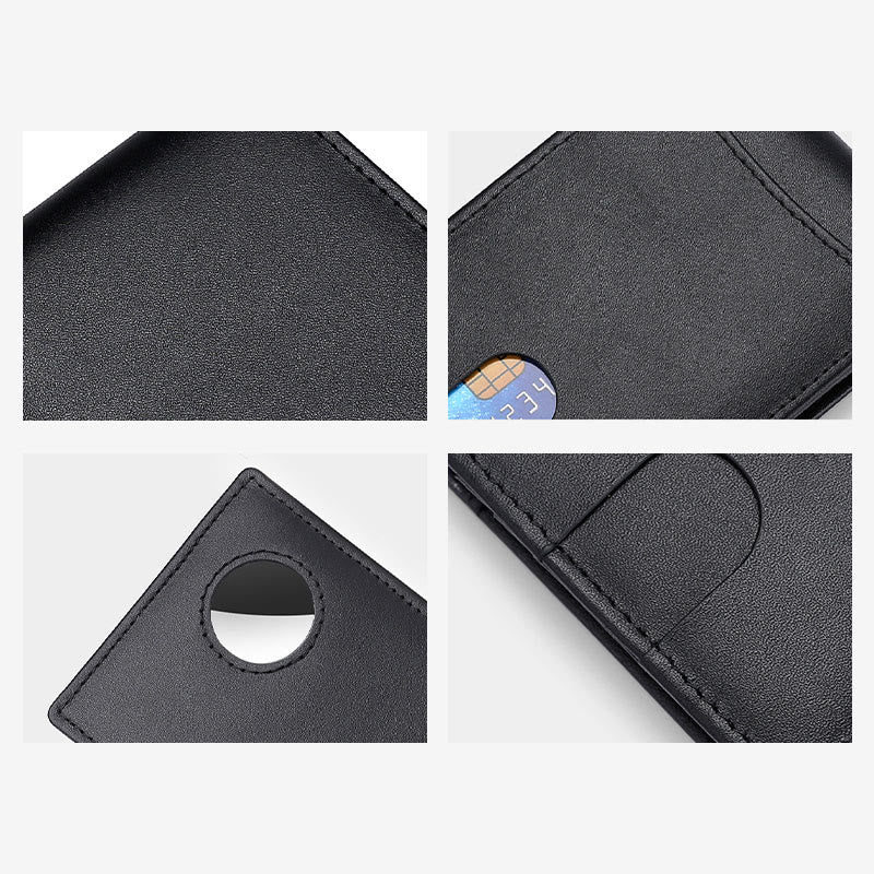 Portefeuille antivol en cuir avec blocage RFID et poche avant et support Airtag
