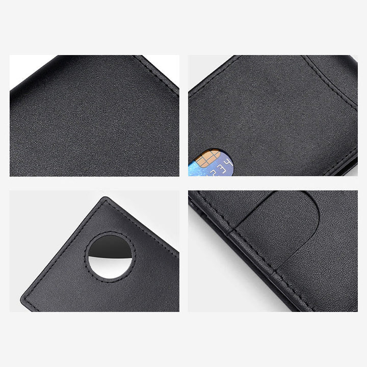 Portefeuille antivol en cuir avec blocage RFID et poche avant et support Airtag