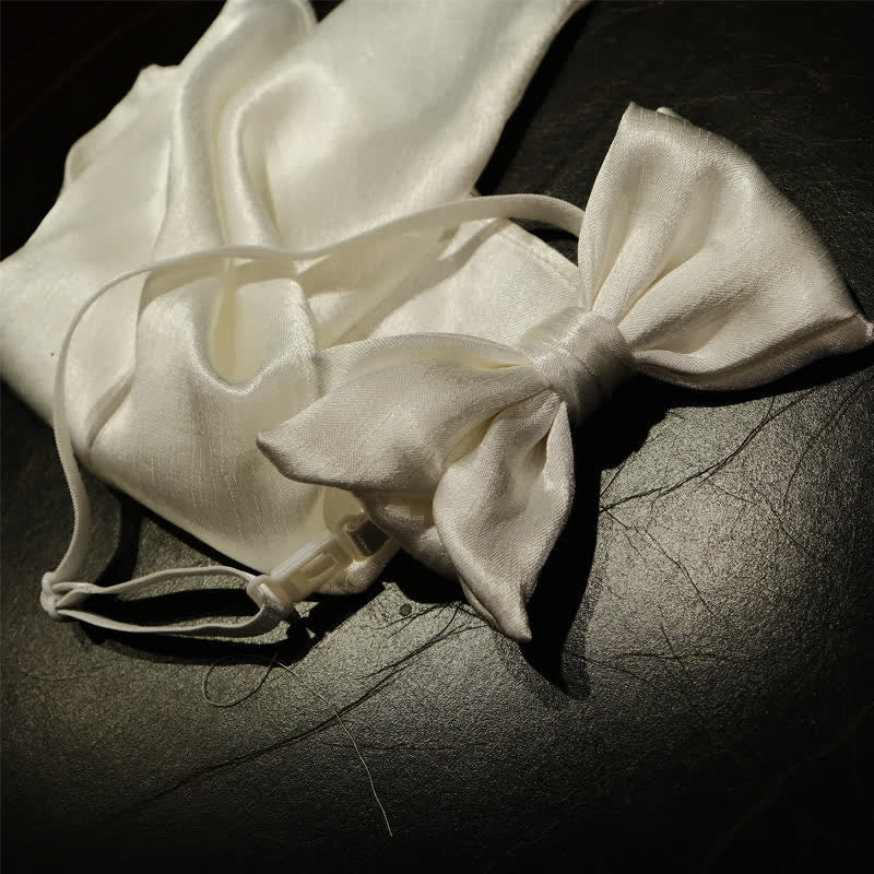 Lot de 3 mouchoirs et nœuds papillon blancs Phalaenopsis pour homme