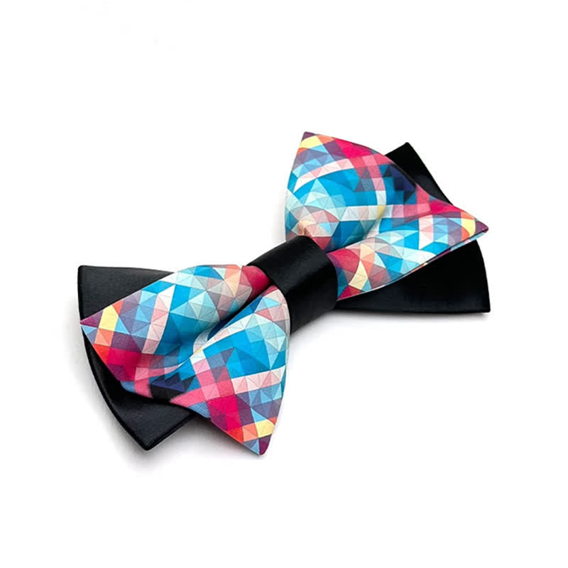 Nœud papillon fantaisie noir mercerisé à imprimé numérique pour homme