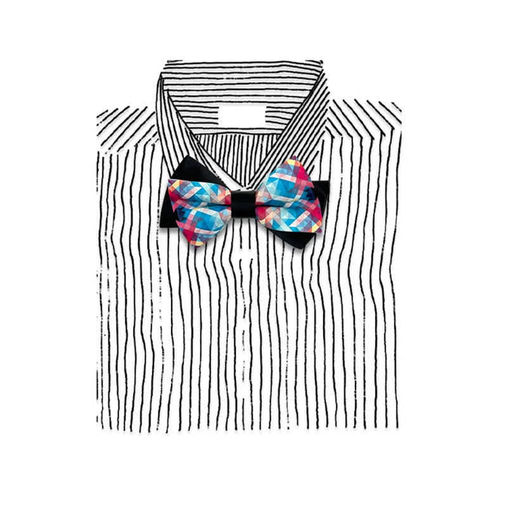 Nœud papillon fantaisie noir mercerisé à imprimé numérique pour homme