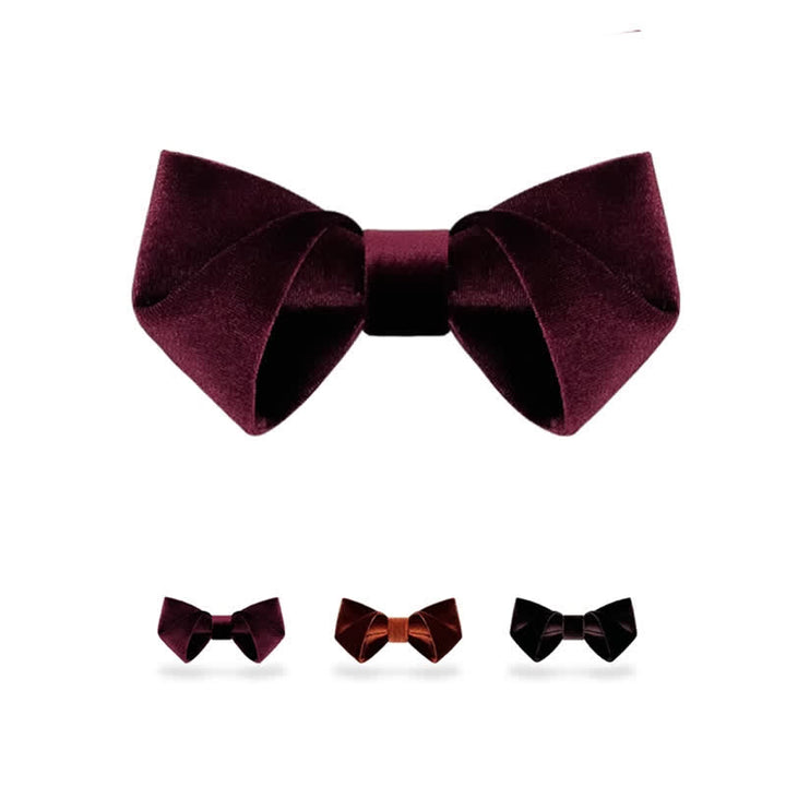 Nœud papillon en velours de couleur unie pour homme, série rouge foncé
