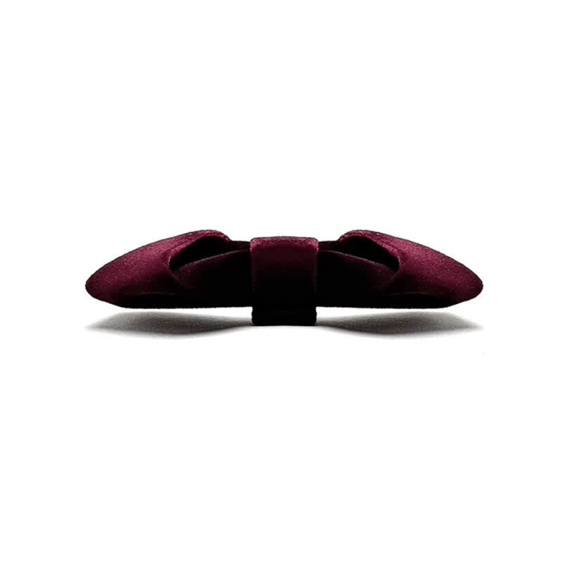Nœud papillon en velours de couleur unie pour homme, série rouge foncé