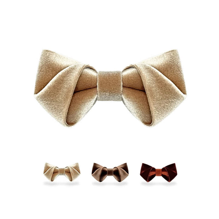 Nœud papillon en velours de couleur unie pour homme, série marron champagne
