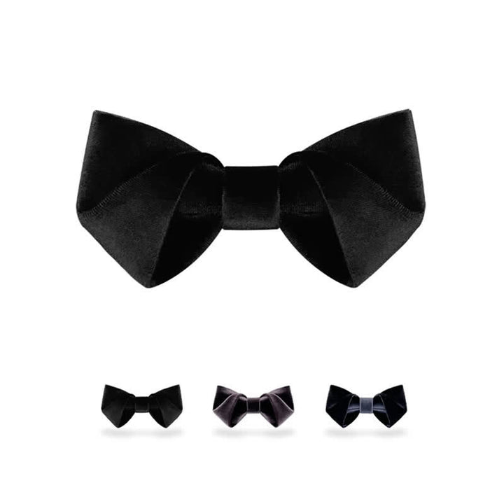 Nœud papillon en velours de couleur unie pour homme série Black Night