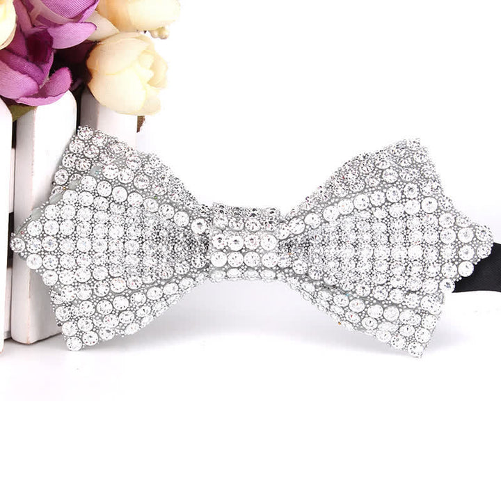 Nœud papillon pointu brillant à paillettes et strass colorés pour homme