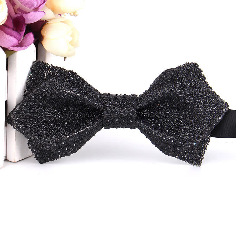 Nœud papillon pointu brillant à paillettes et strass colorés pour homme