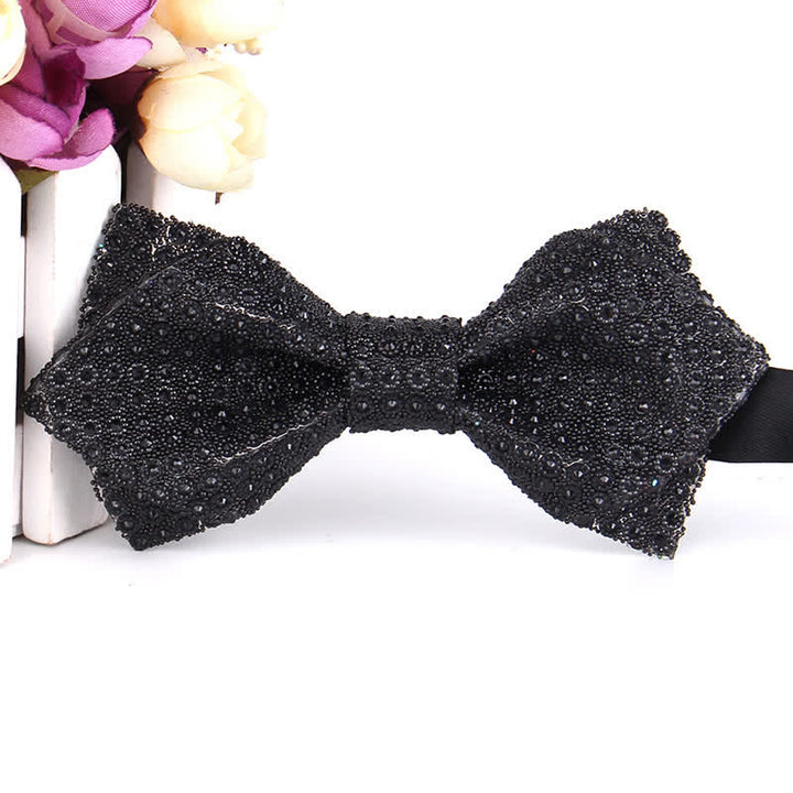 Nœud papillon pointu brillant à paillettes et strass colorés pour homme