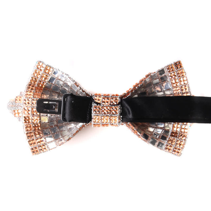 Nœud papillon pointu brillant à paillettes et strass colorés pour homme
