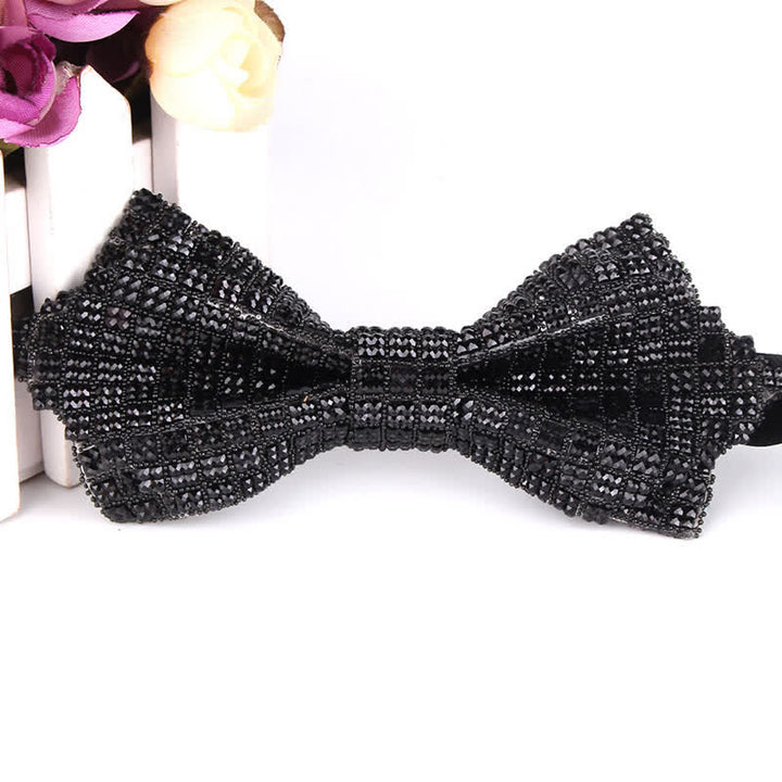 Nœud papillon pointu brillant à paillettes et strass colorés pour homme