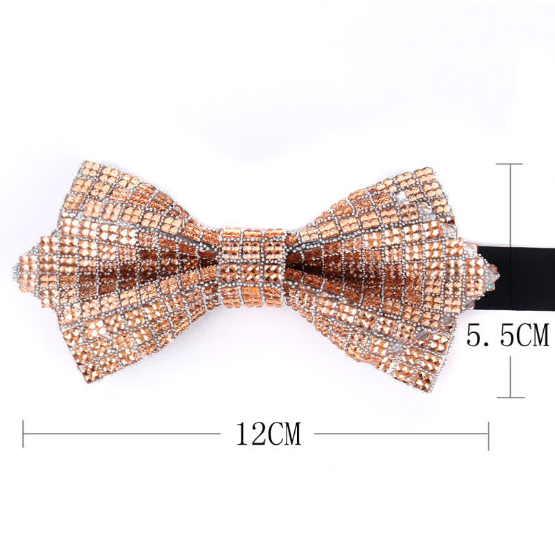 Nœud papillon pointu brillant à paillettes et strass colorés pour homme