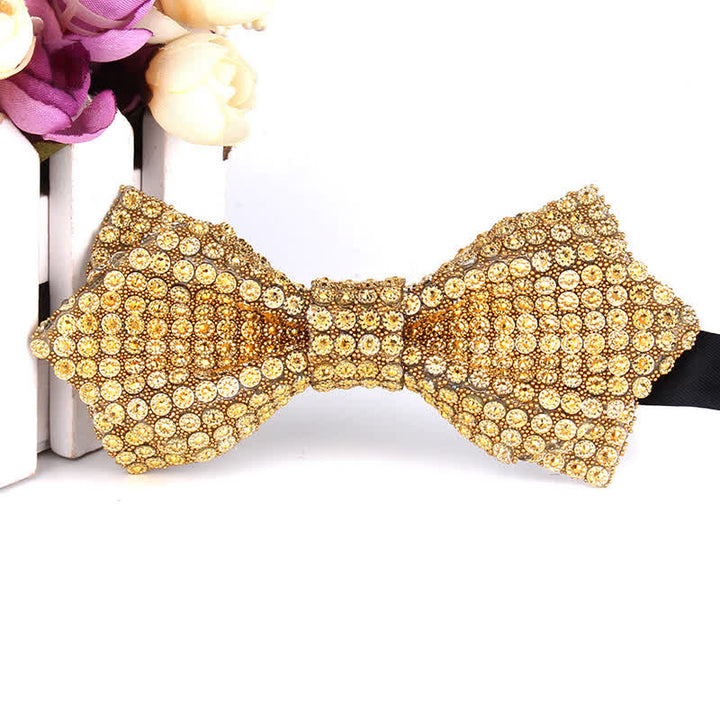 Nœud papillon pointu brillant à paillettes et strass colorés pour homme