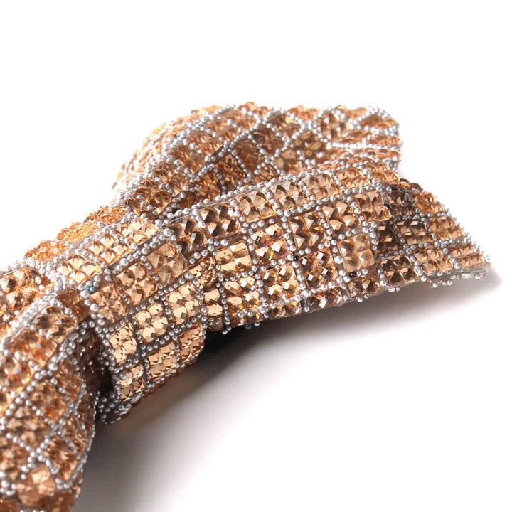 Nœud papillon pointu brillant à paillettes et strass colorés pour homme