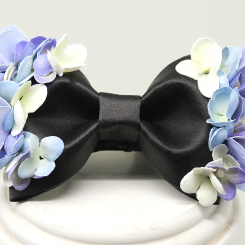 Nœud papillon pour homme avec fleurs artificielles violettes et blanches