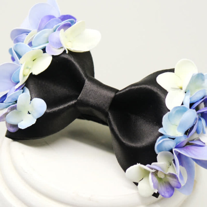 Nœud papillon pour homme avec fleurs artificielles violettes et blanches