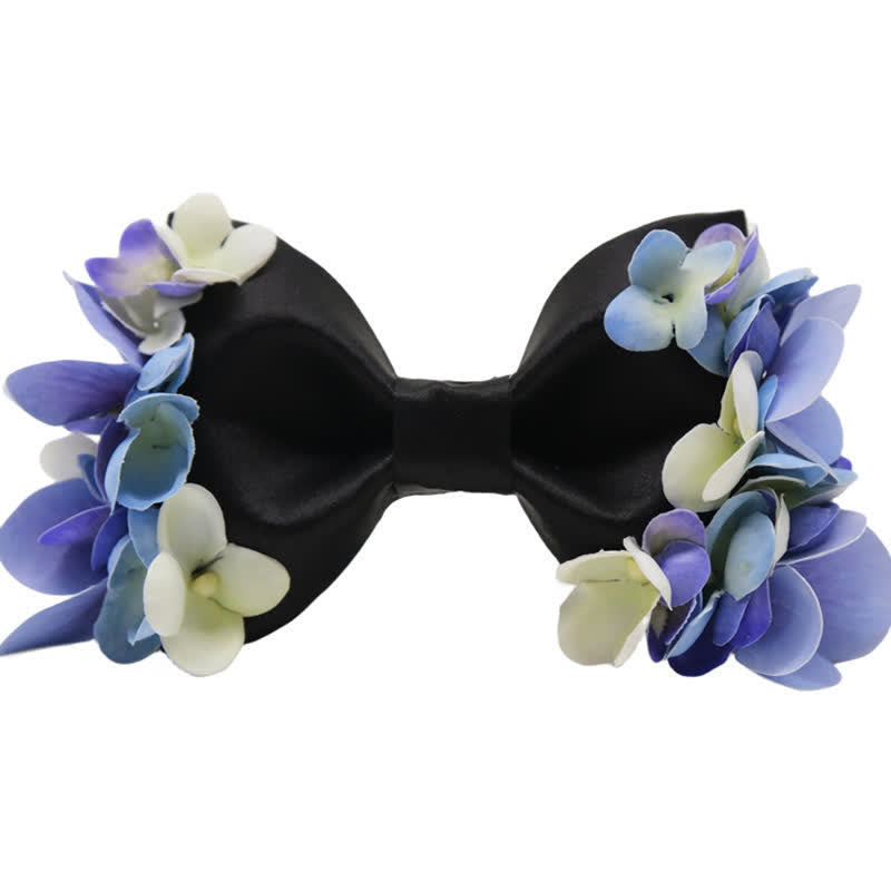 Nœud papillon pour homme avec fleurs artificielles violettes et blanches